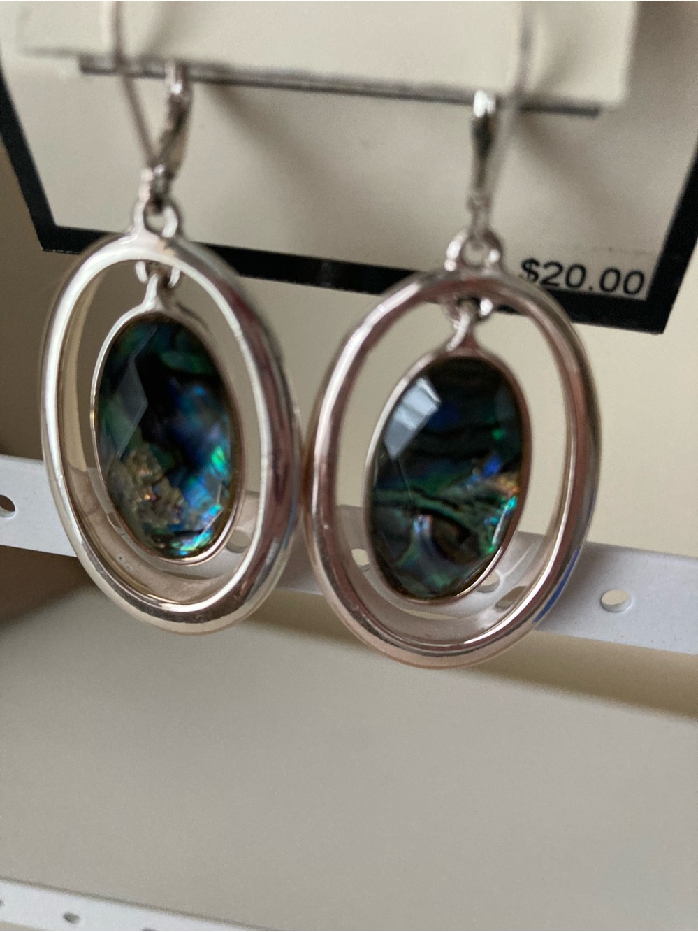 Napier Silver Oval Earrings with Iridescent Abalone